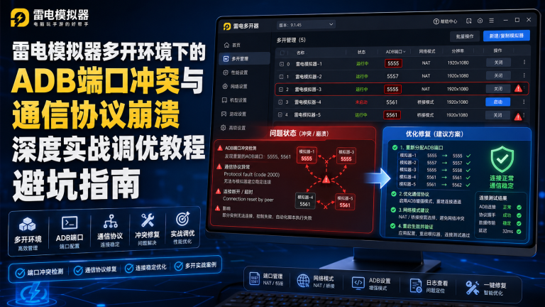 雷电模拟器ADB连接异常排查：多开设备号、offline与端口占用