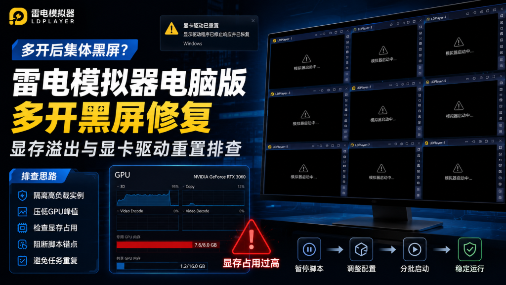 雷电模拟器电脑版多开集体黑屏与显卡驱动重置深度实战调优/教程避坑指南